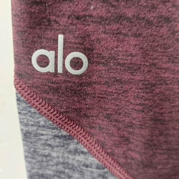 alo Yoga Maroon Gray Leggings Pants S Athleisure Workout Heathered Flexible - Picture 7 of 7